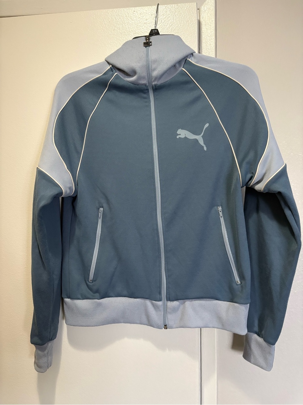 Puma Men's Slate Blue Light-Trim Full-Zip Performance Jacket